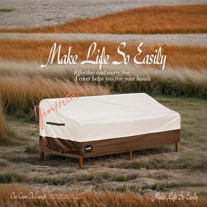 3-seater Outdoor Couch Cover,79"Wx38"Dx35"H Inches Patio Sofa Cover,100% Waterproof Heavy Duty Patio Furniture Covers,Beige&Brown