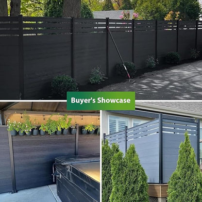 Mondaria Semi-Closed Privacy Fence Panels for Outside, 6ft(W) x 6ft(H) Wind Resistant Wood Plastic Composite Fencing Panels for Patio, Backyard, Garden and Pool (Brown, 2 Posts)