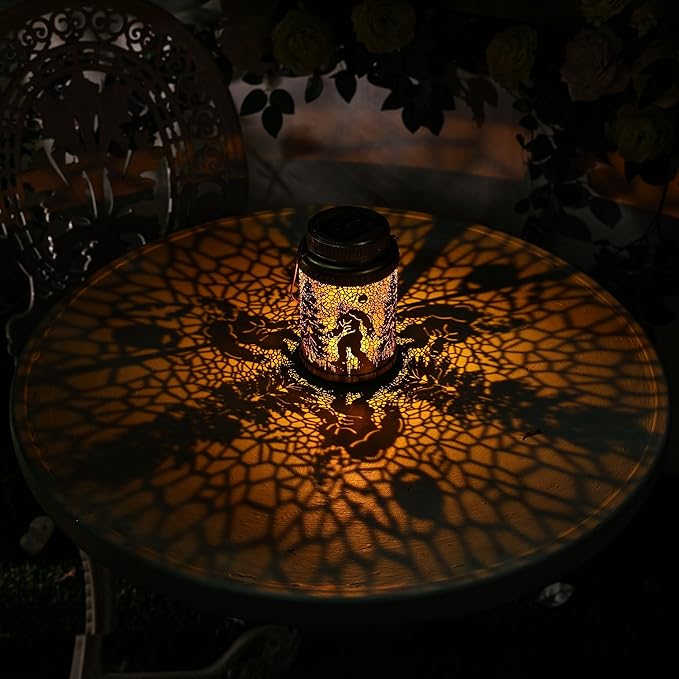 Cooo 2 Pack Solar Lanterns Outdoor Waterproof & Solar Pathway Lights Gold Wild Man Landscape Path Lights Christmas Lights Gifts for Women Mom Grandma for Garden Yard Patio Backyard Porch Decorations