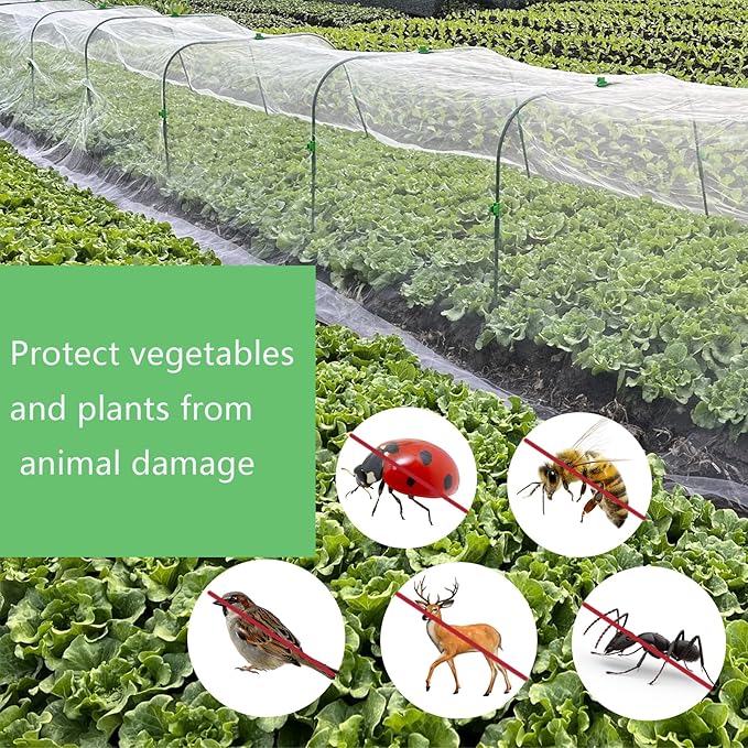 Garden Netting, 2 Pack 10X39.3FT Ultra Fine Insect Netting for Vegetable Flowers Fruits, Garden Mesh Plant Cover Row Cover Barrier Protection Net for Birds, Garden Netting for Raised Beds