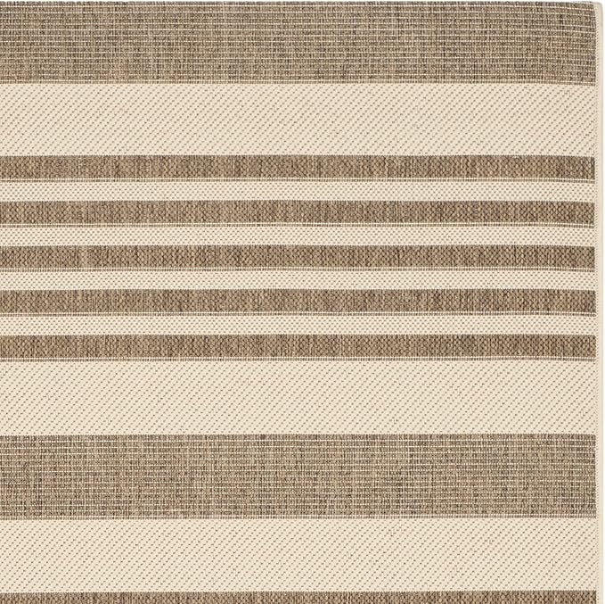 SAFAVIEH Washable Rug Outdoor Courtyard Collection - 2' x 3'7", Brown & Bone, Non-Shedding & Easy Cleaning, Ideal for Patio, Front Door, Entryway, Doormat (CY6062-242)