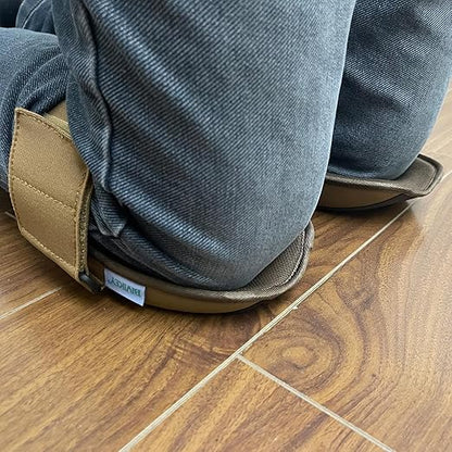 Work Knee Pads Made of Genuine leather and Durable Rubber Thick EVA Foam Cushion| Suitable for Mechanical Repairs and Yard Work |With Adjustable Straps Brown