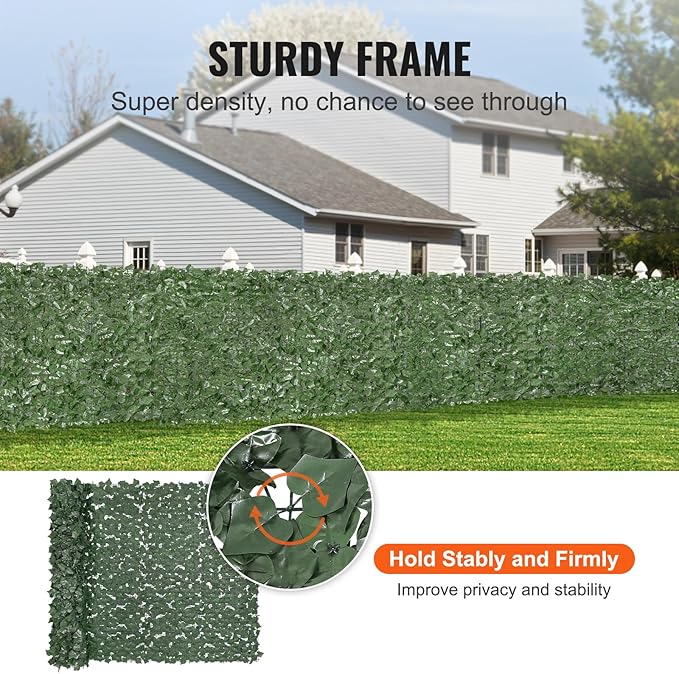 VEVOR Artificial Ivy Privacy Fence Screen, 59 x 98 in Faux Ivy Vine Leaf Hedges Fence, Greenery Privacy Fence with Strengthened Joint, Green Wall Decoration for Outdoor Garden, Yard, Balcony