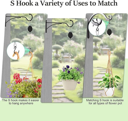 2026New 2Pcs Retractable Plant Hanger with Leaf Texture,44Lbs Load Capacity,Auto Lock,Adjustable Hook for Hanging Plants,Bird Feed,Wind Chimes,Garden Pots,Rust-Proof Stainless Steel,Black