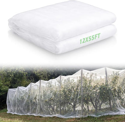 Garden Insect Netting for Raised Beds Extra Large Fruits Tree Netting Pest Barrier White Ultra Fine Mesh Row Bed Covers Net for Vegetable Fruit Protection from Insect Bird Animals(12 x 50 ft)