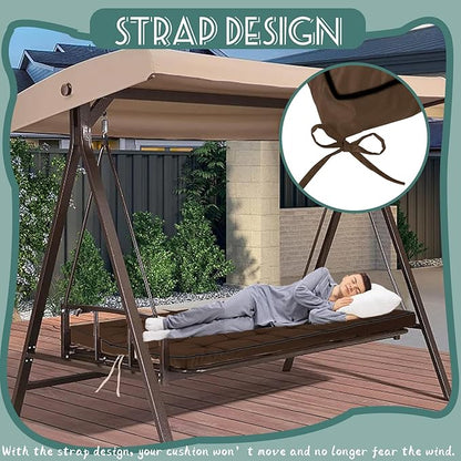 Replacement Cushions for Swing, Swing Cushions 3 Seater Replacement, Waterproof Thicken Washable Pad Cushion for Outdoor Indoor Furniture Swing Patio (Curry, 40x55 inch)