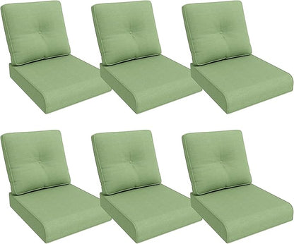 Outdoor Chair Cushions Set for Patio Furniture, 22x25/22x24 Inch, Waterproof & Fade Resistant Patio Chair Cushions, Thick Patio Furniture Cushion for Chair, Sofa, and Couch (Green, 6 Set)