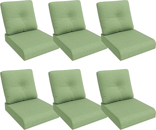 Outdoor Chair Cushions Set for Patio Furniture, 22x25/22x24 Inch, Waterproof & Fade Resistant Patio Chair Cushions, Thick Patio Furniture Cushion for Chair, Sofa, and Couch (Green, 6 Set)