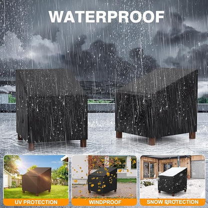 Patio Chair Covers Waterproof Heavy Duty Outdoor Furniture Cover with Air Vents for Lounge Lawn Deep Seat Outdoor Chair Black 32W x 37D x 36H Inches (2 Pack)