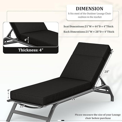 Chaise Lounge Cushions Outdoor, 72" L X 21" W X 4" D Lounge Chair Cushions for Outdoor Furniture, High-Density Foam Outdoor Chaise Cushion-Waterproof Fade-Resistant ThickPatio lounge chair cushion