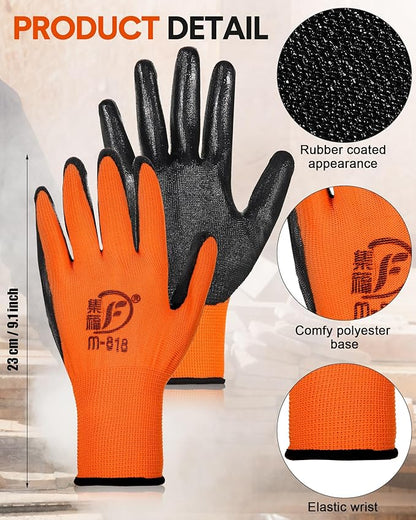 Nuogo 48 Pairs Gardening Gloves for Men Women Rubber Coated Safety Work Gloves Bulk for Gardening Construction Work