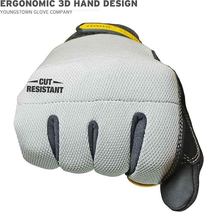 Youngstown Glove Cut Resistant General Utility Synthetic Work Gloves For Men - Kevlar Lined - Gray, X-Large