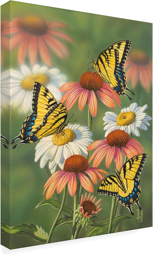 Outdoor Canvas Art - Jeff Hoff 'Yellow Tiger Swallowtails' Wall Art for Outdoor Spaces, Patios, or Gardens by Trademark Fine Art