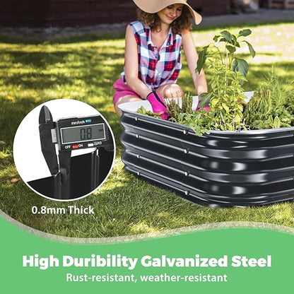 Galvanized Raised Garden Bed, 3x3x1ft Garden Planter Bed Outdoor, Heavy Duty Rustproof Steel Raised Bed Kit for Gardening Vegetables Fruits Flowers Grow Black