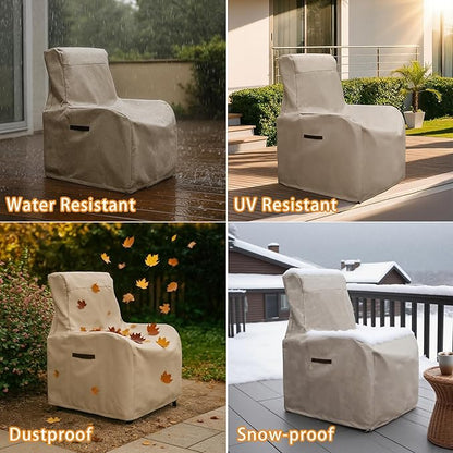 ATR ART TO REAL Outdoor Protective Covers Patio Chair Covers 600D Oxford Fabric Weatherproof Wicker/Rattan Chair Covers (Khaki)