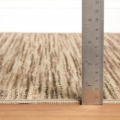 Dash & Albert Clay Natural Machine Washable Rug, 5 X 8 Feet, Natural Stripe Pattern