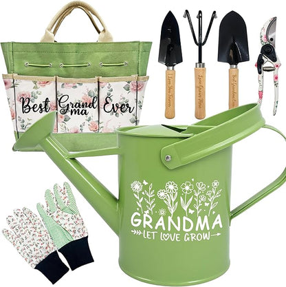 Gifts for Grandma, Grandma Birthday Gifts from Grandkids Garden Kit Floral Gardening Tools and Durable Garden Tools Organizer Tote, Ideal Gardening Gift for Women