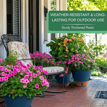 montresor 12/10/8 Inch Self Watering Pots for Indoor Plants Plastic Large Plant Pots for Outdoor Plants, Water Level Window & Spacious Reservoir Flower Pots Decorative Planter with Drainage and Tray