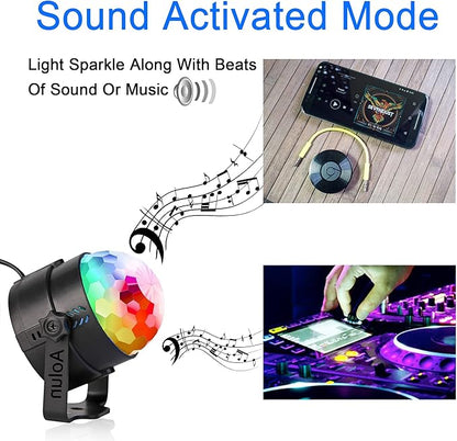 Party Lights,Disco Lights Sound Activated,Halloween Disco Ball Light,Stage Lights-Multi Colors Rotating Magic LED Strobe Lights for Xmas Parties,Room,Pool,Club,Home,Church,Karaoke,Wedding