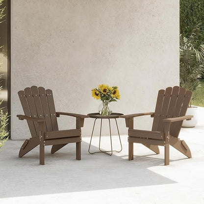 Set of 4 Folding Adirondack Chairs, Heavy Duty Weather-Resistant Patio Chairs with Wide Armrests & Ergonomic High Back, HDPE Fire Pit Seating for Backyard, Garden, Porch - Coffee