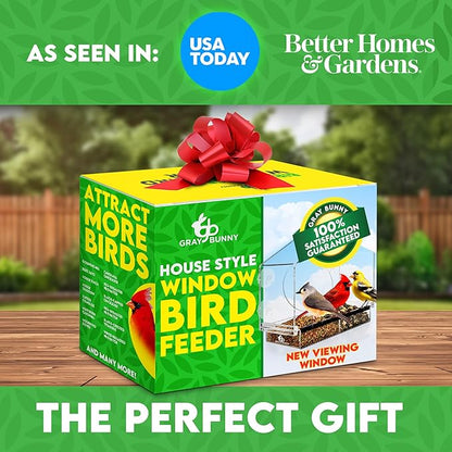 Window Bird Feeder with Strong Suction Cups - Gifts for Grandma Bird Watching Gifts for Grandpa Backyard Birding (Large House)