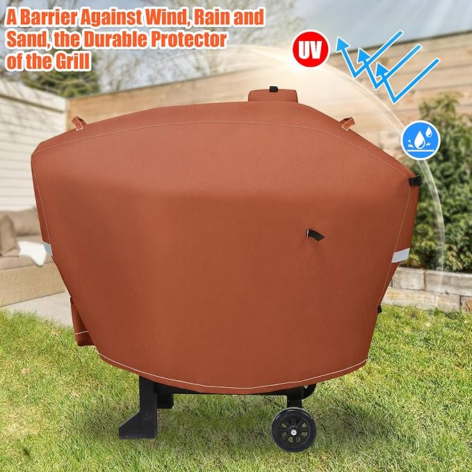 QuliMetal Grill Cover for Camp Chef 24 Pellet Grills, Model DLX 24, SmokePro 24, Woodwind 24 Pro Pellet Grills, PG24, PG24LS, PG24S, PG24SE, PG24LTD, PG24XT, SG24, SmokePro DLX, Anti-UV 600D, Brown