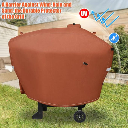 QuliMetal Grill Cover for Camp Chef 24 Pellet Grills, Model DLX 24, SmokePro 24, Woodwind 24 Pro Pellet Grills, PG24, PG24LS, PG24S, PG24SE, PG24LTD, PG24XT, SG24, SmokePro DLX, Anti-UV 600D, Brown