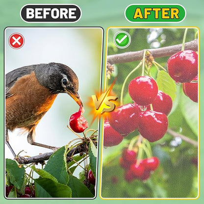 Easy Installation Fruit Tree Netting with Zipper & Drawstring - 8.2x6.6ft Ultra Fine Mesh Garden Protection Screen to Protect Pear Peach Apple from Bird Insect Bug Cicada Deer Squirrel - 2pcs