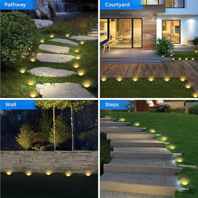 Peasur Mini Solar Ground Lights, 8 Pack Flat Solar Disc Lights Outdoor Waterproof, 2.3 Inch Small Solar Garden Lights Landscape Lighting for Outside Pathway Garden Yard Lawn Walkway,Warm White