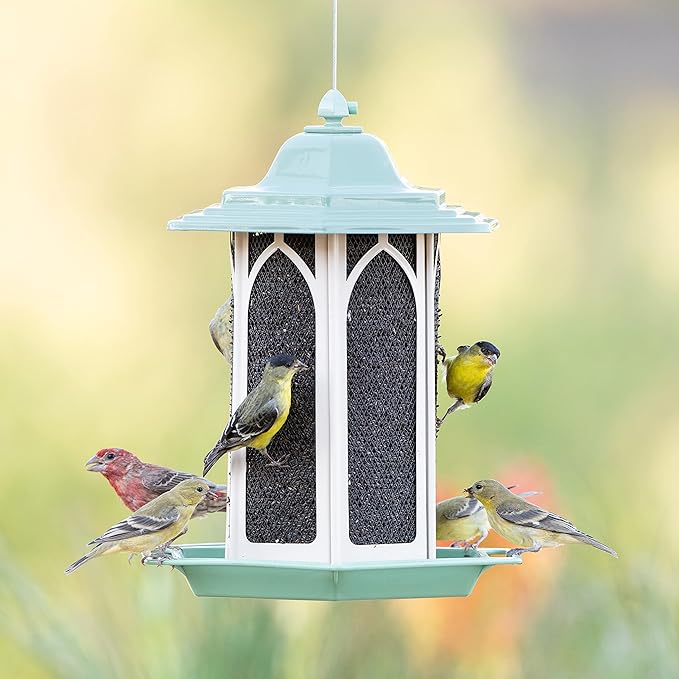 Perky-Pet GAZ01 Pistachio Gazebo Bird Feeder - Metal Bird Feeders for Outside - Outdoor Garden Décor