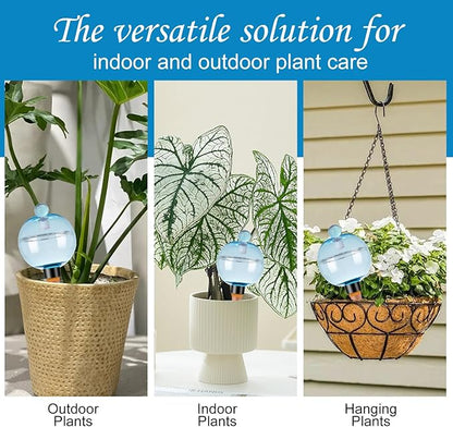 2 Pack Self Watering Globes 17oz Large Plant Watering Globes Top Fill, Self Water Planter Insert Indoor/Outdoor Plastic Water Bulbs Slow Release Terracotta for Plants, Blue