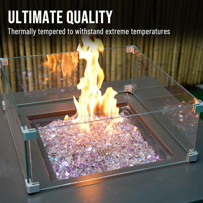 Skyflame 10-Pound Fire Glass for Fireplace Fire Pit and Landscaping, 1/2-Inch Rose Gold Reflective