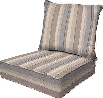 Honeycomb Outdoor Deep Seat, 24 x 23, Stripe Taupe Chair Cushion for Patio Furniture