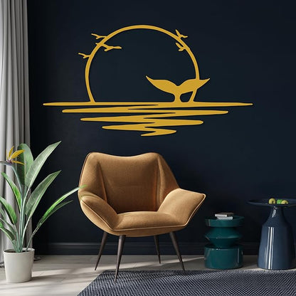 Sunrise Metal Wall Art, Sunset Metal Wall Decor for Living Room, Sunshine Line Art Home Decor Outdoor Indoor, Sun Design Modern Artwork for Walls, Abstract Sunset Wall Decor, Housewarming Gifts