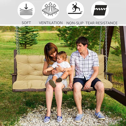 Replacement Cushions for Swing, Swing Cushions 3 Seater Replacement, Waterproof Thicken Washable Pad Cushion for Outdoor Indoor Furniture Swing Patio (Light Yellow, 40x60 inch)