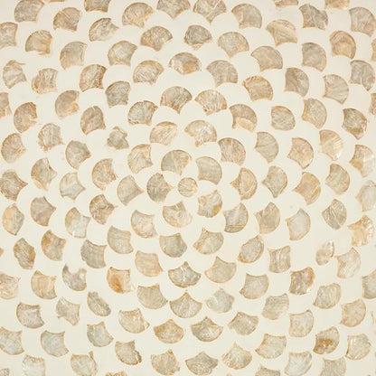 Deco 79 Mother of Pearl Shell Geometric Home Wall Decor Round Disc Wall Sculpture with Black Frame, Wall Art 27" x 3" x 27", Cream