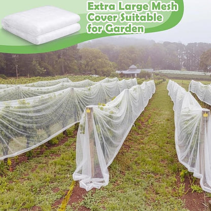 Garden Insect Netting for Raised Beds Extra Large Fruits Tree Netting Pest Barrier White Ultra Fine Mesh Row Bed Covers Net for Vegetable Fruit Protection from Insect Bird Animals(12 x 33 ft)