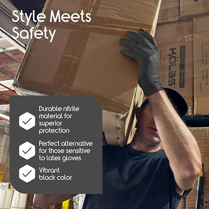 Inspire HEAVY DUTY ORIGINAL Stretch Nitrile Black Gloves Disposable Latex Free | Food, Mechanic, 6mil Black or 8 Mil Orange
