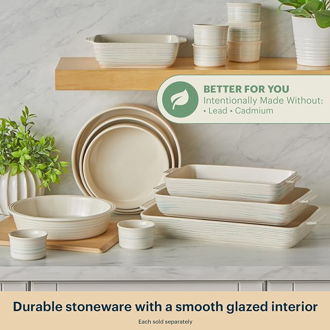 Pyrex 3QT (9" x 13") Rectangular Ceramic Baking Dish, Casserole Dish with Handles, Oven Safe and Durable Bakeware