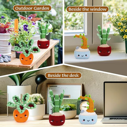 Crochetta Crochet Kit for Beginners, Beginner Crochet Kits for Adults with Step-by-Step Video Tutorials, DIY Knitting & Crocheting Craft Hobbies Supplies, Bonsai Tree Amigurumi(40%+ Yarn)