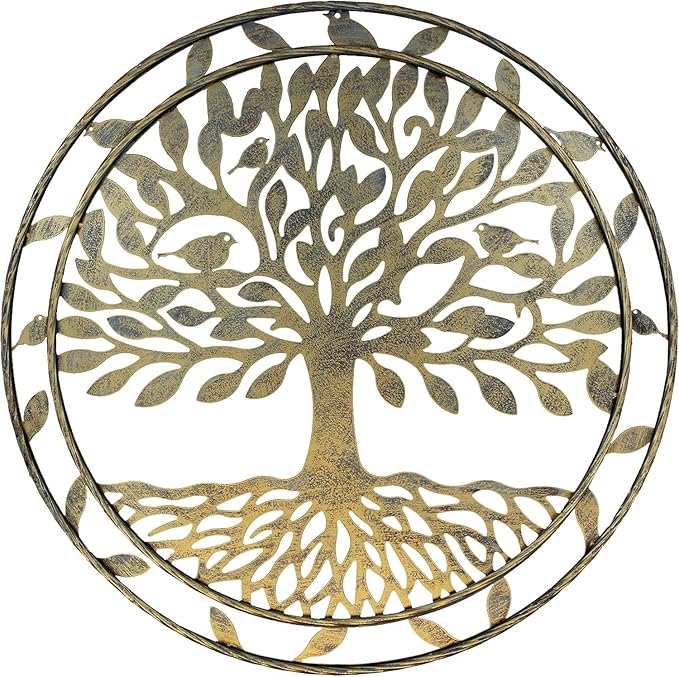 Leutsbyone Decorative Metal Tree of Life Wall Art, Nature-Inspired Indoor Outdoor Decoration,24 inches,Copper