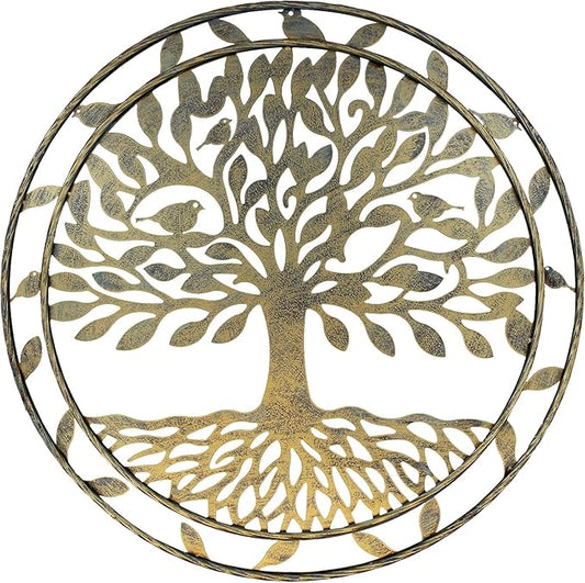 Leutsbyone Decorative Metal Tree of Life Wall Art, Nature-Inspired Indoor Outdoor Decoration,24 inches,Copper