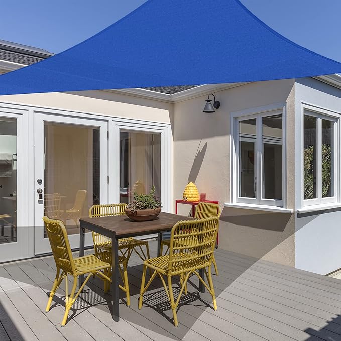 ASTEROUTDOOR Sun Shade Sail Triangle 16' x 16' x 22.64' UV Block Canopy for Patio Backyard Lawn Garden Outdoor Activities, Blue