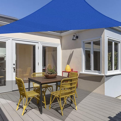 ASTEROUTDOOR Sun Shade Sail Triangle 16' x 16' x 22.64' UV Block Canopy for Patio Backyard Lawn Garden Outdoor Activities, Blue
