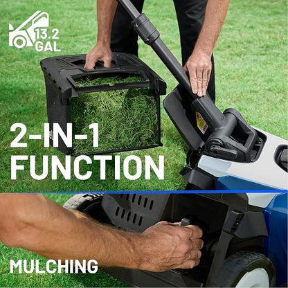 Electric Lawn Mower, Self-propelled Lawn Mower Cordless 40V(2x20V) 18.5" Brushless Mower with Electric Cutting Height Adjustment, Higher Rotation Speed, 2 x 4.0Ah Battery and Rapid Charge Included