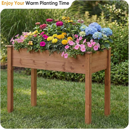 NEWBULIG Raised Garden Bed with Legs 48x24x30in,Elevated Wood Planter Box Stand for Outdoors Garden Balcony Courtyard, Natural Wood 400 Pound Capacity for Planting Herbs Flowers Vegetables, Brown