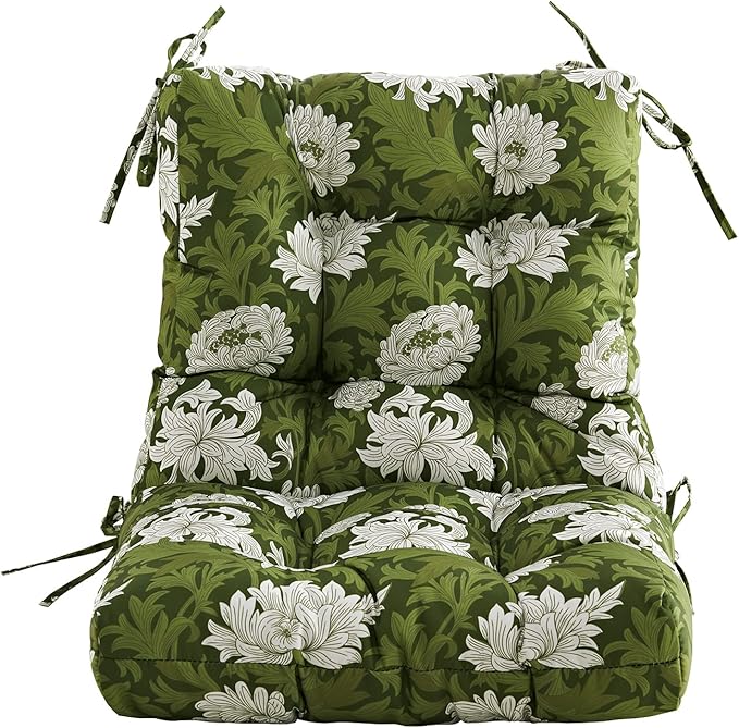 ARTPLAN Seat/Back Outdoor Chair Cushion,Set of 4 Patio Chair Cushion with Tie,Tufted Replacement for Patio Furniture,40x20x4 Inches,4 Count,Floral