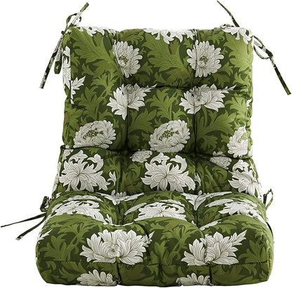 ARTPLAN Seat/Back Outdoor Chair Cushion,Set of 4 Patio Chair Cushion with Tie,Tufted Replacement for Patio Furniture,40x20x4 Inches,4 Count,Floral