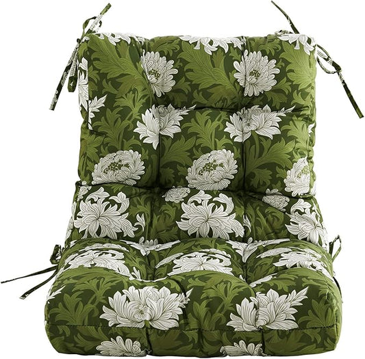 ARTPLAN Seat/Back Outdoor Chair Cushion,Set of 4 Patio Chair Cushion with Tie,Tufted Replacement for Patio Furniture,40x20x4 Inches,4 Count,Floral