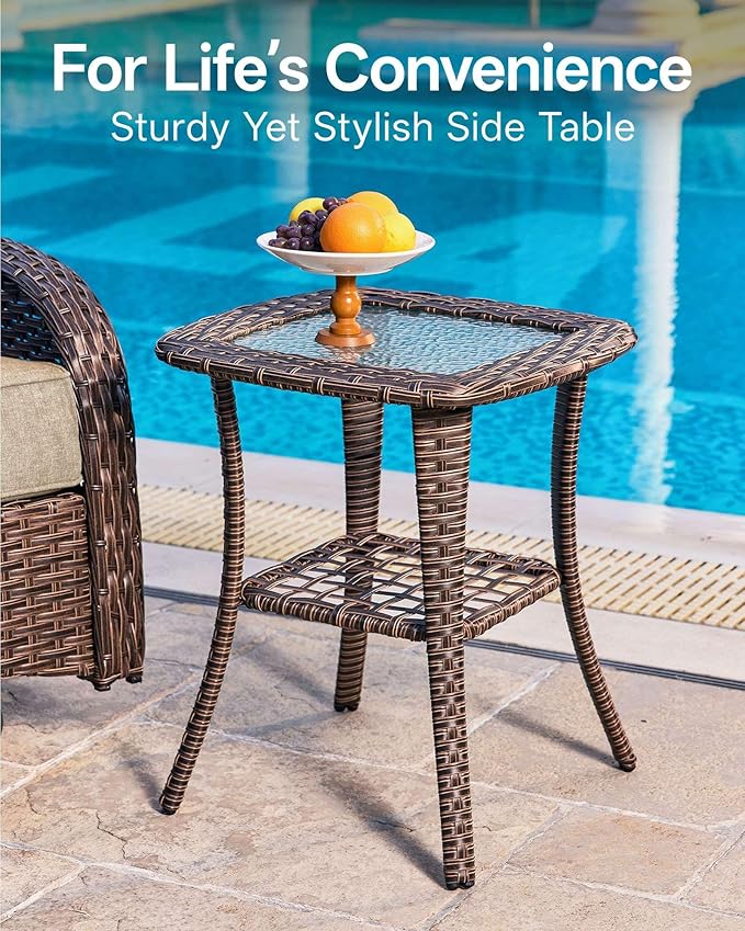 3-Piece Patio Furniture Set with 6-Inch Thick Cushions, High Back Outdoor Arm Chairs and Table, All-Weather Conversation Set for Porch, Deck, Balcony, Yard in Beige